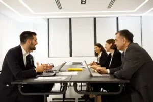 People are sitting and chatting at the table